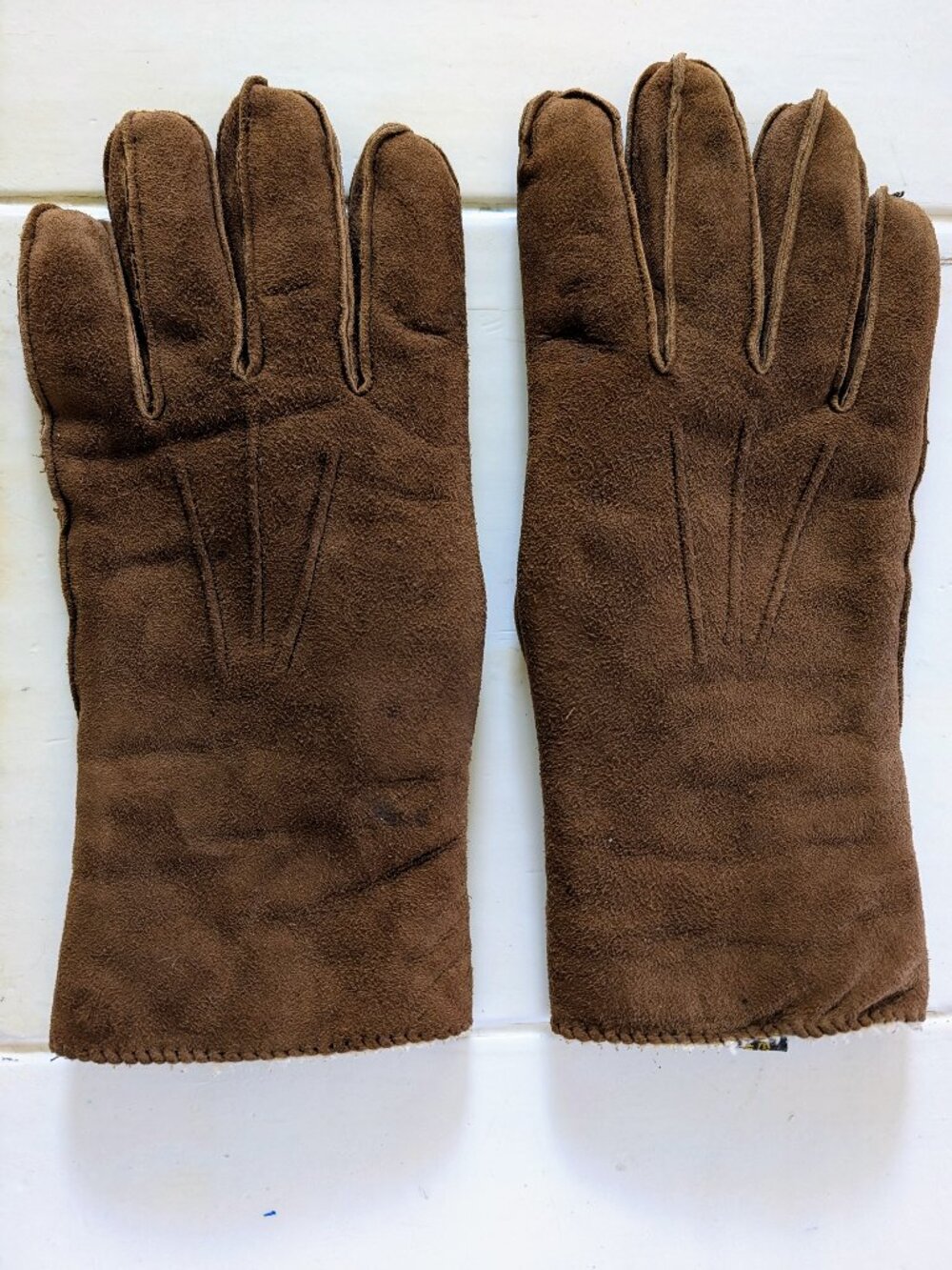 VTG Gates Sueded Lambskin Leather Gloves Men Sz M Brown Lined Winter Outdoor
